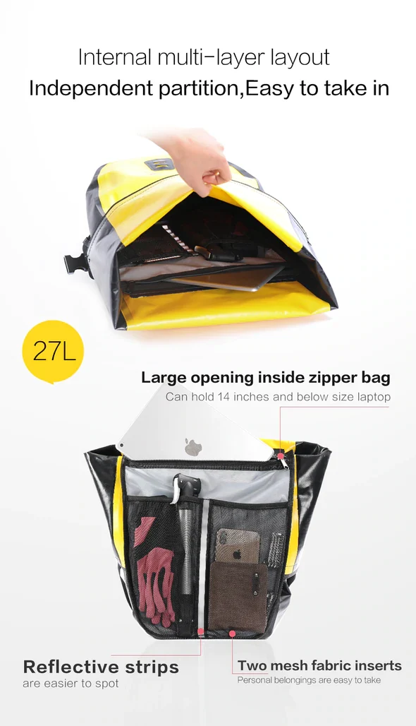 Rhinowalk 27L Pannier Bike Bag Waterproof Bicycle Pannier Bag -RK19662BN - Image 11