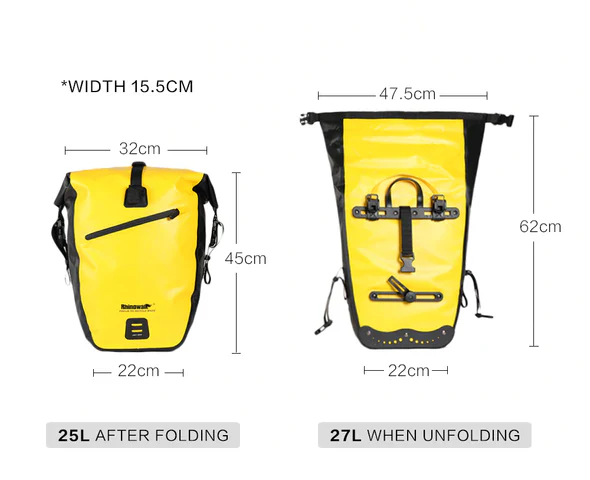 Rhinowalk 27L Pannier Bike Bag Waterproof Bicycle Pannier Bag -RK19662BN - Image 12