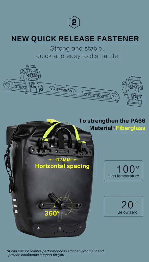 Rhinowalk 27L Pannier Bike Bag Waterproof Bicycle Pannier Bag -RK19662BN - Image 16