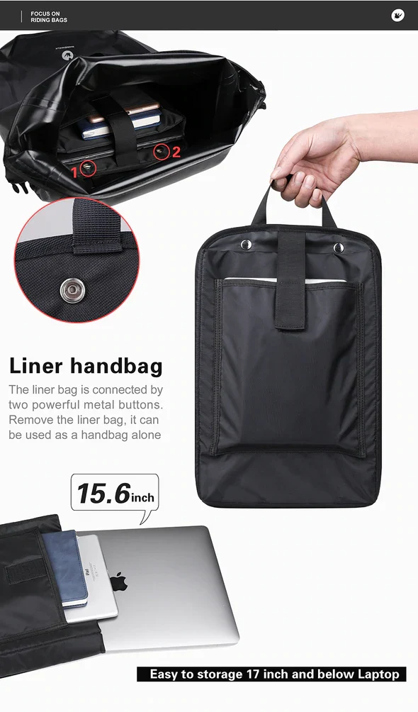 Rhinowalk 27L Waterproof Rear Rack Pannier Back Pack -X21669BK - Image 13
