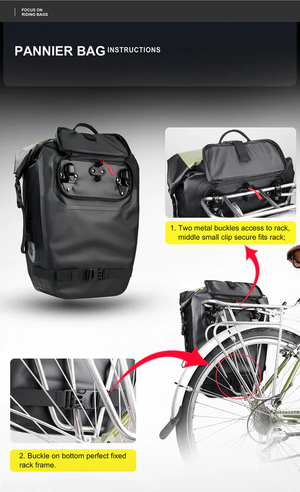 Rhinowalk 27L Waterproof Rear Rack Pannier Back Pack -X21669BK - Image 18