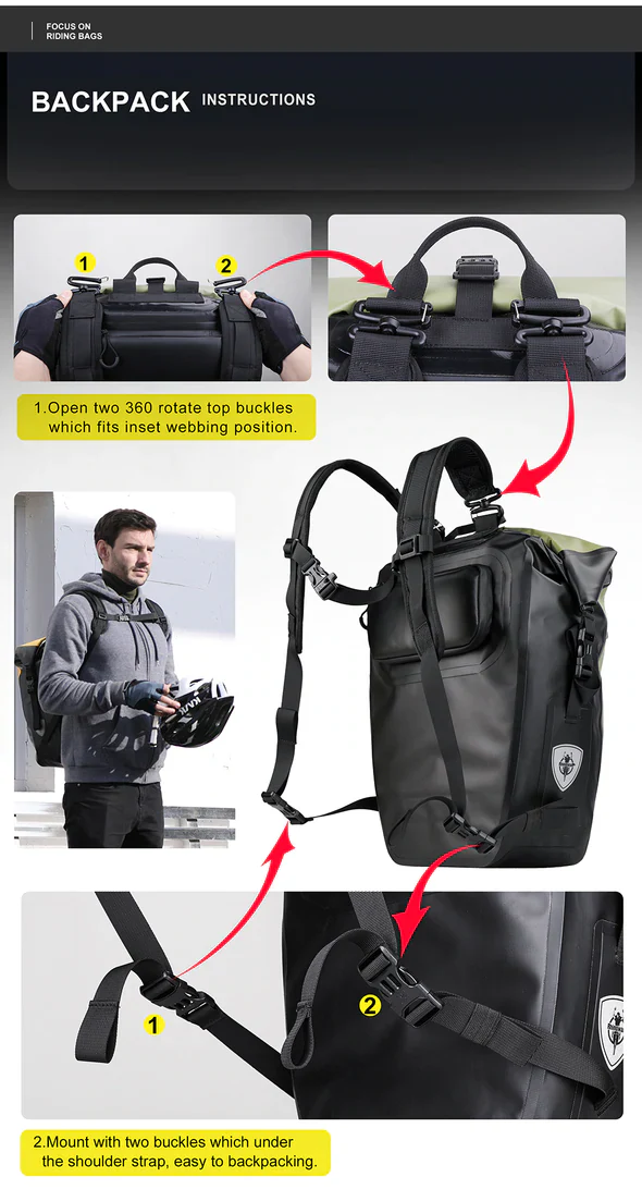 Rhinowalk 27L Waterproof Rear Rack Pannier Back Pack -X21669BK - Image 19