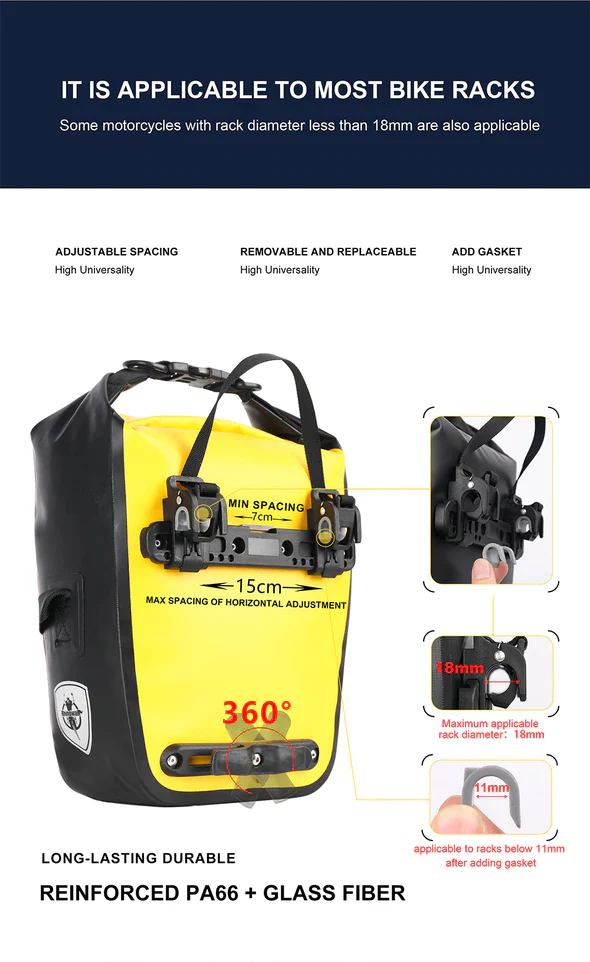 Rhinowalk 20 L Waterproof Pannier Bag -RK19663B - Image 13